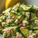 Avocado Tuna Salad with creamy avocado and tuna on a plate