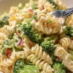 Best broccoli pasta salad with fresh vegetables and pasta in a bowl