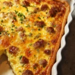 Delicious Biscuit Sausage Quiche with eggs, sausage, and flaky biscuit crust