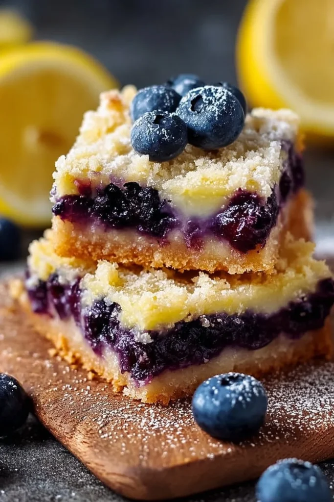 Delicious blueberry lemon pie bars with sweet blueberry filling and lemon zest.