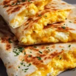 Delicious cheddar eggs quesadillas served on a plate