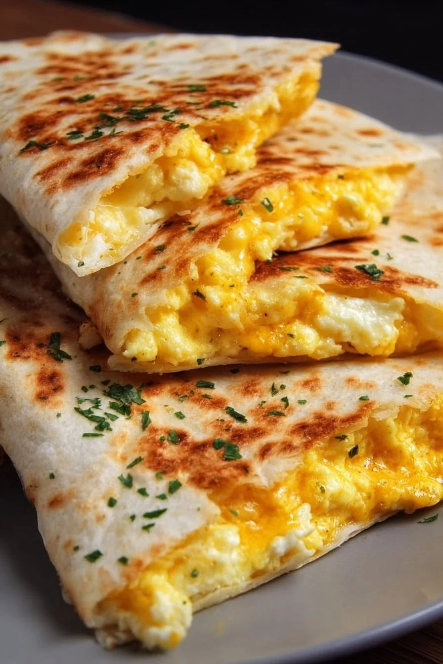Delicious cheddar eggs quesadillas served on a plate