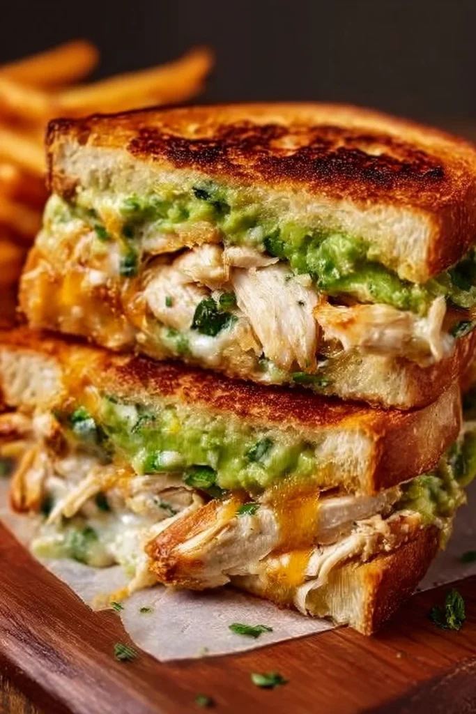 Delicious Chicken Avocado Melt Sandwich with melted cheese and fresh ingredients