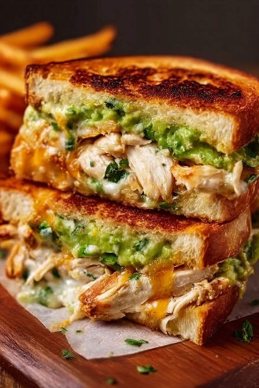 Delicious Chicken Avocado Melt Sandwich with melted cheese and fresh ingredients