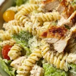 Chicken Caesar Pasta Salad with grilled chicken and fresh greens