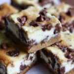 Delicious Chocolate Chip Cookie Cheesecake Bars served on a plate