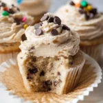 Delicious Cookie Dough Cupcakes with cookie dough frosting and chocolate cake