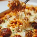Delicious Dump and Bake Meatball Casserole fresh out of the oven