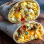 Homemade freezer breakfast burritos ready for meal prep.