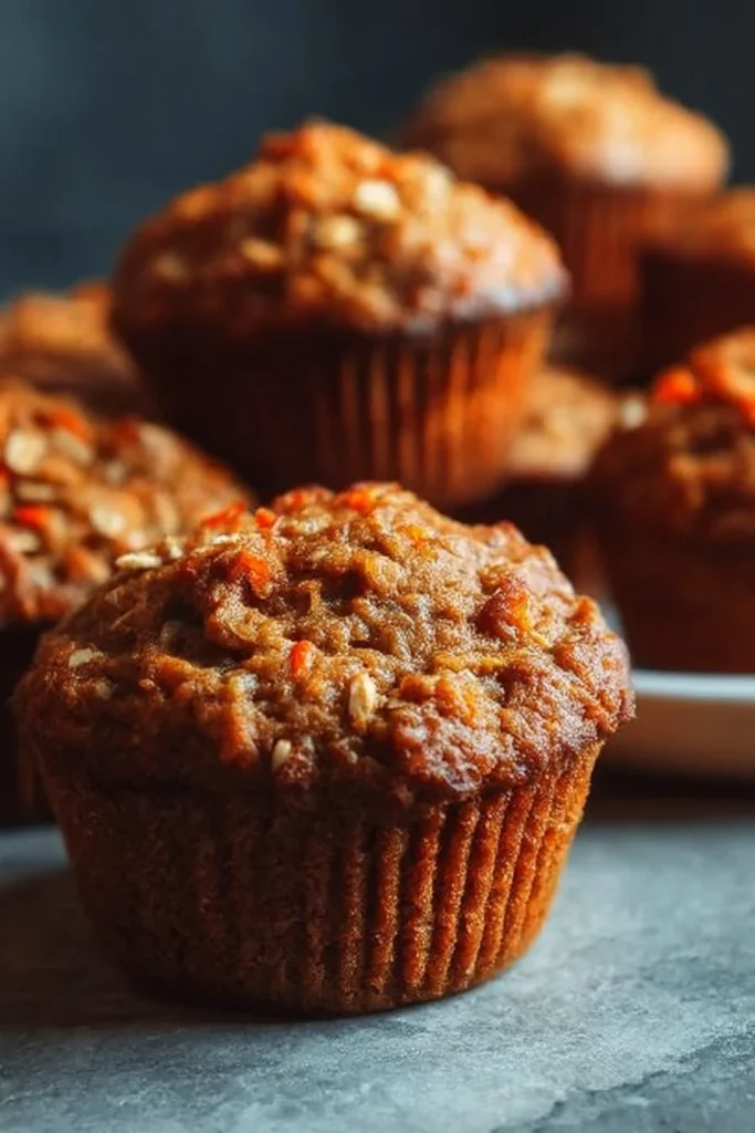 Easy one-bowl carrot oatmeal muffins fresh out of the oven