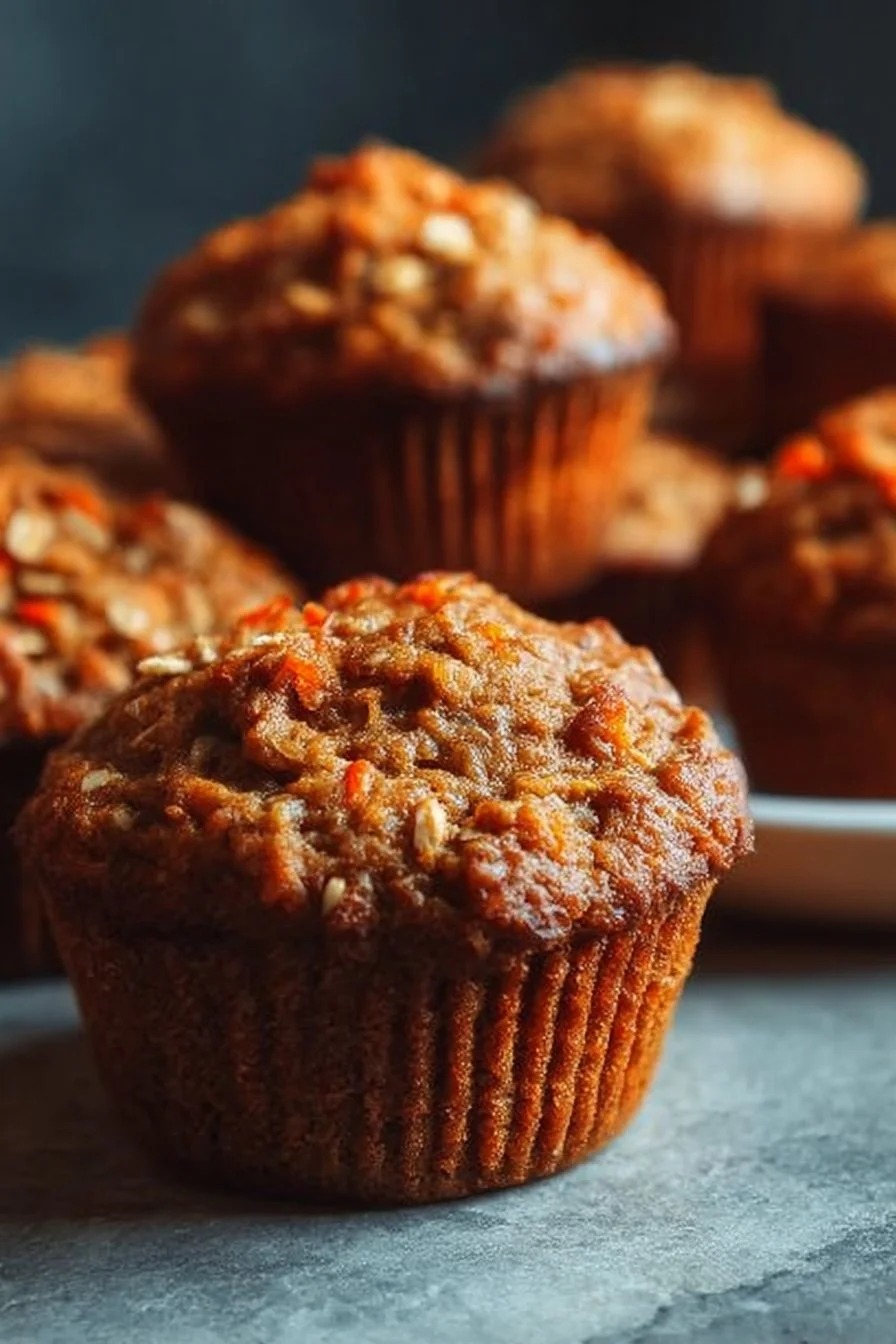 Easy one-bowl carrot oatmeal muffins fresh out of the oven