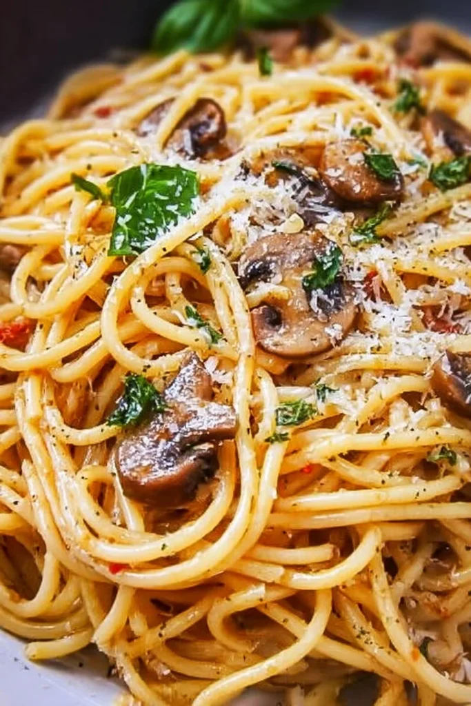 Easy spaghetti dish with fresh ingredients and a rich tomato sauce.