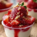 Delicious easy no-bake strawberry cheesecake cups with fresh strawberries