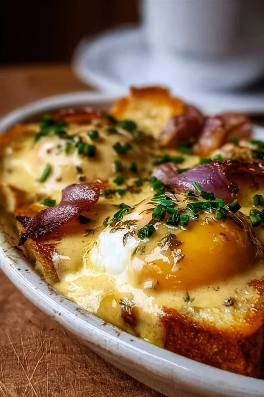 Delicious Eggs Benedict Casserole ready to serve at a brunch