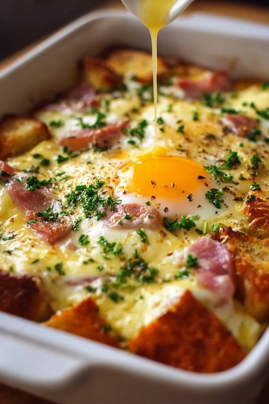 Delicious Eggs Benedict Casserole served for brunch