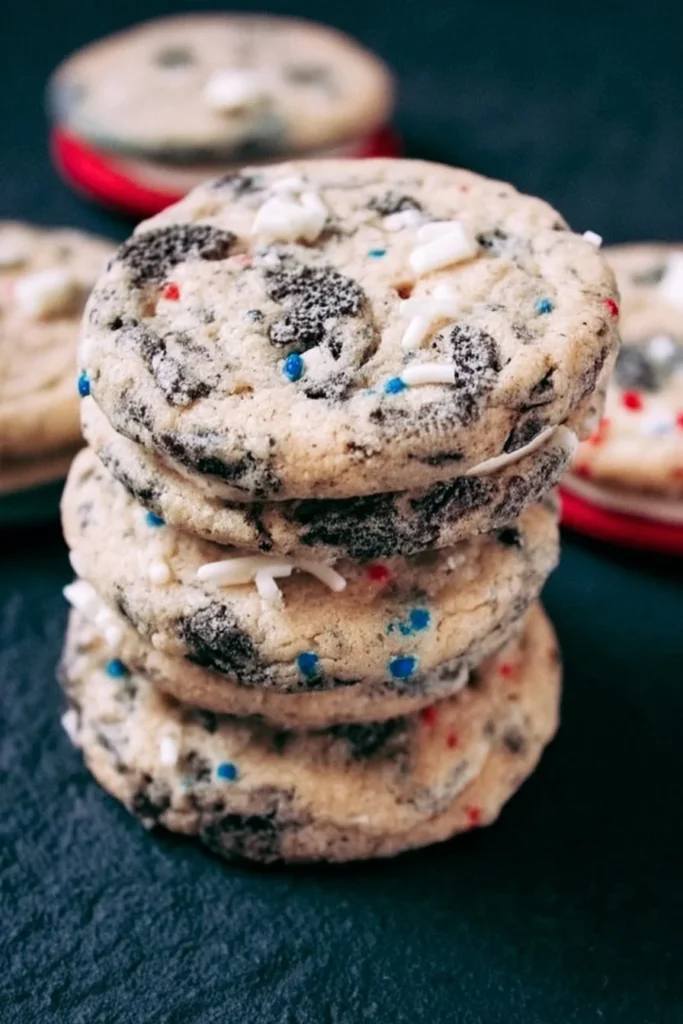 Fireworks Cookies and Cream Cookies with colorful sprinkles