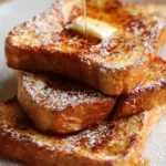 Delicious plate of French toast topped with syrup and berries