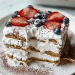 Delicious gluten-free icebox cake with chocolate layers and fresh berries