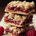 Gluten-free raspberry crumb bars with a crumbly topping and raspberry filling