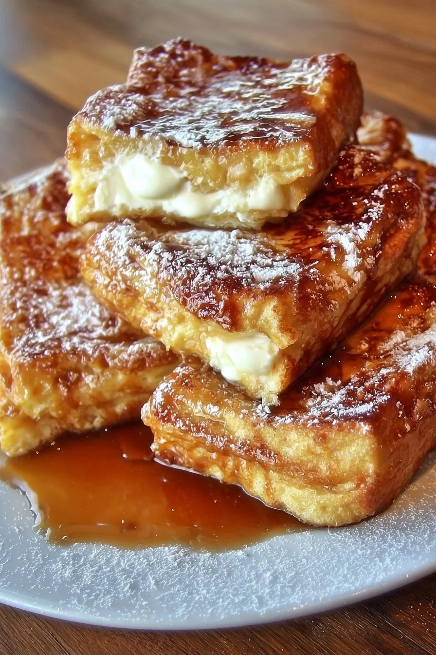 Delicious Hawaiian sweet rolls French toast served on a plate.
