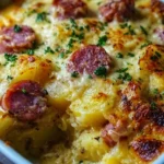 Hearty Kielbasa and Cheesy Potato Casserole recipe with flavorful ingredients