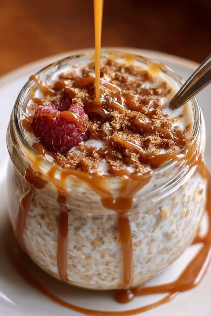 Delicious bowl of brown sugar overnight oats topped with fresh fruits