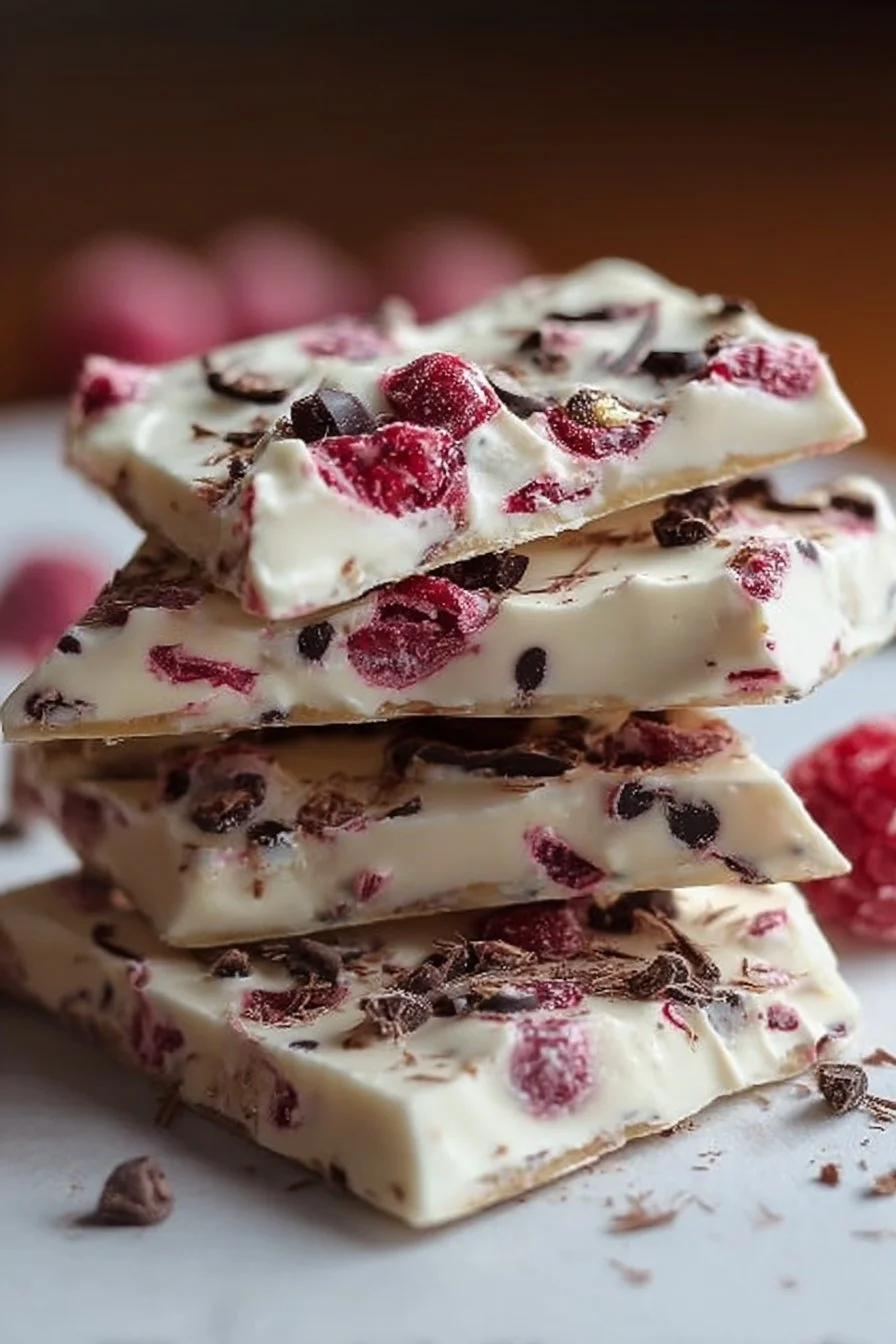High protein frozen yogurt bark topped with fresh fruit and nuts