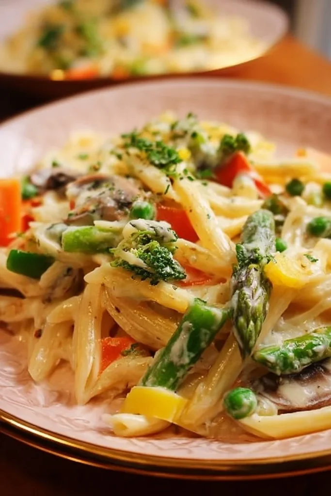 Pioneer Woman's delicious Pasta Primavera with fresh vegetables