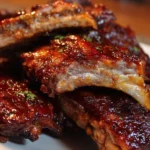 Succulent crockpot barbecue ribs ready to be served