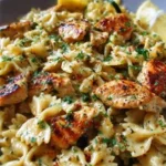 Delicious Lemon Chicken Pasta served with fresh herbs and lemon zest.