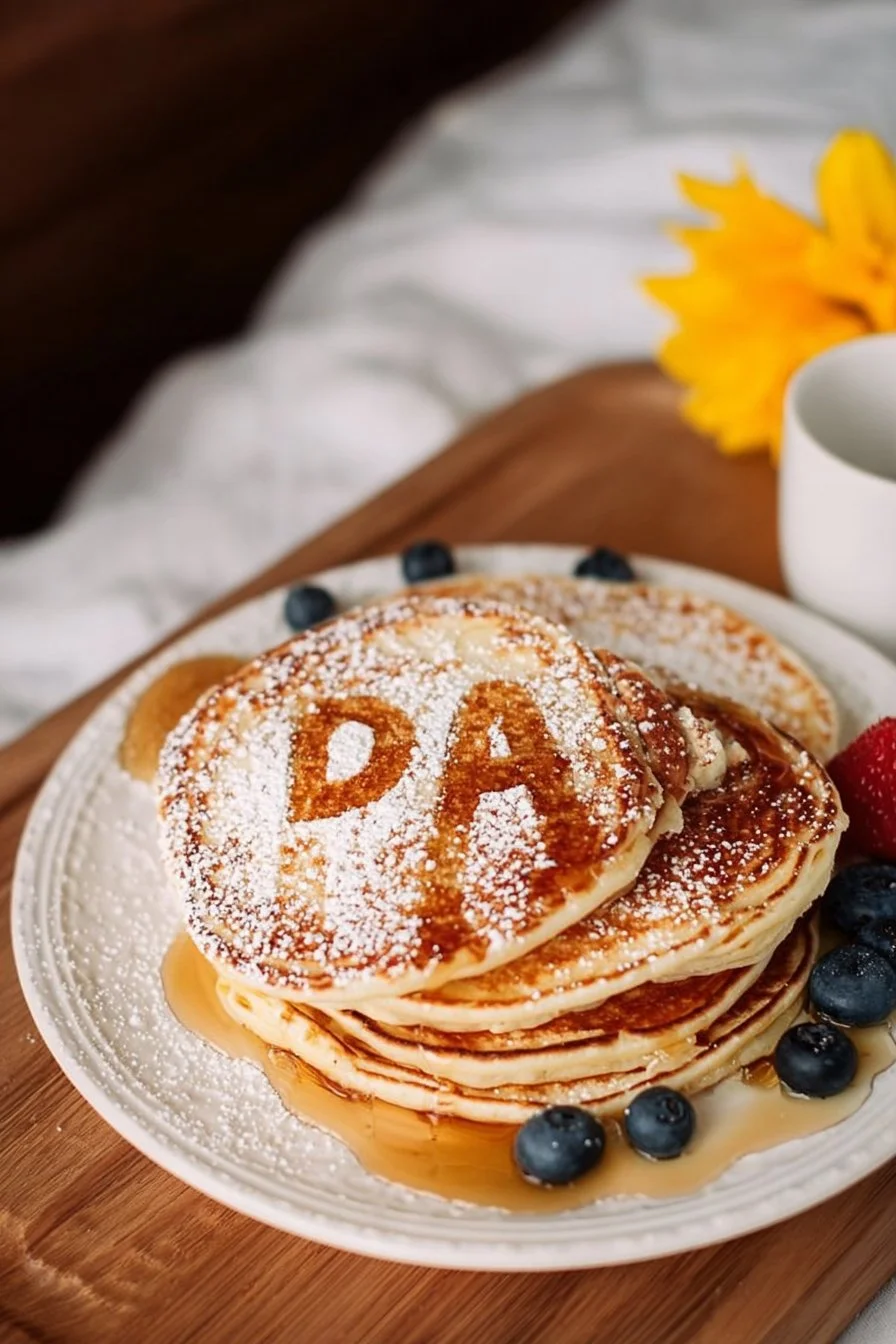 A plate of fun letter pancakes shaped in various letters, perfect for kids.