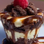 Delicious Loaded Brownie Cheesecake Cup with chocolate and cheesecake layers