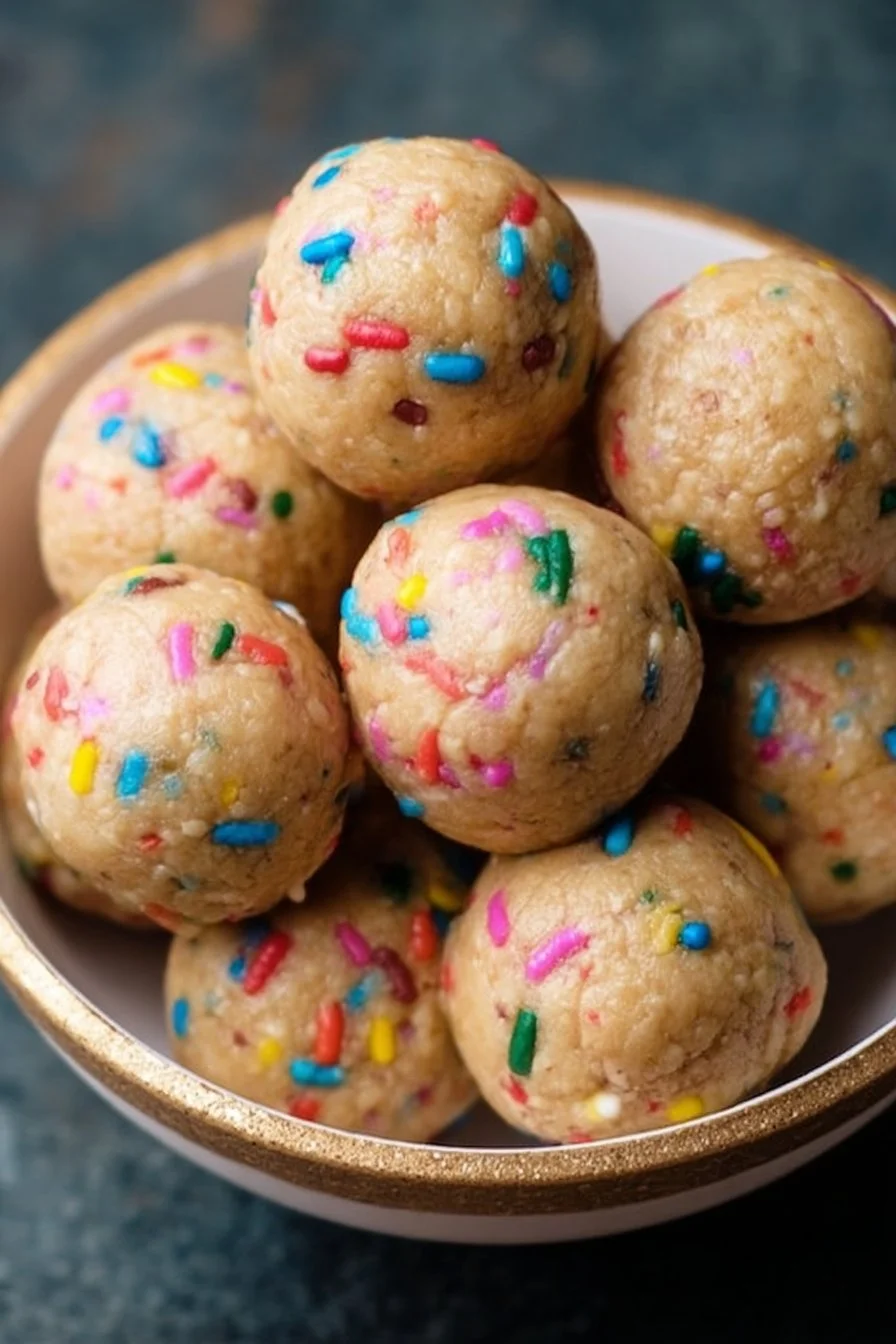 No Bake Cake Batter Protein Bites - a delicious, protein-packed snack