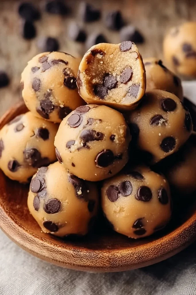 Delicious no-bake cookie dough bites ready to enjoy.