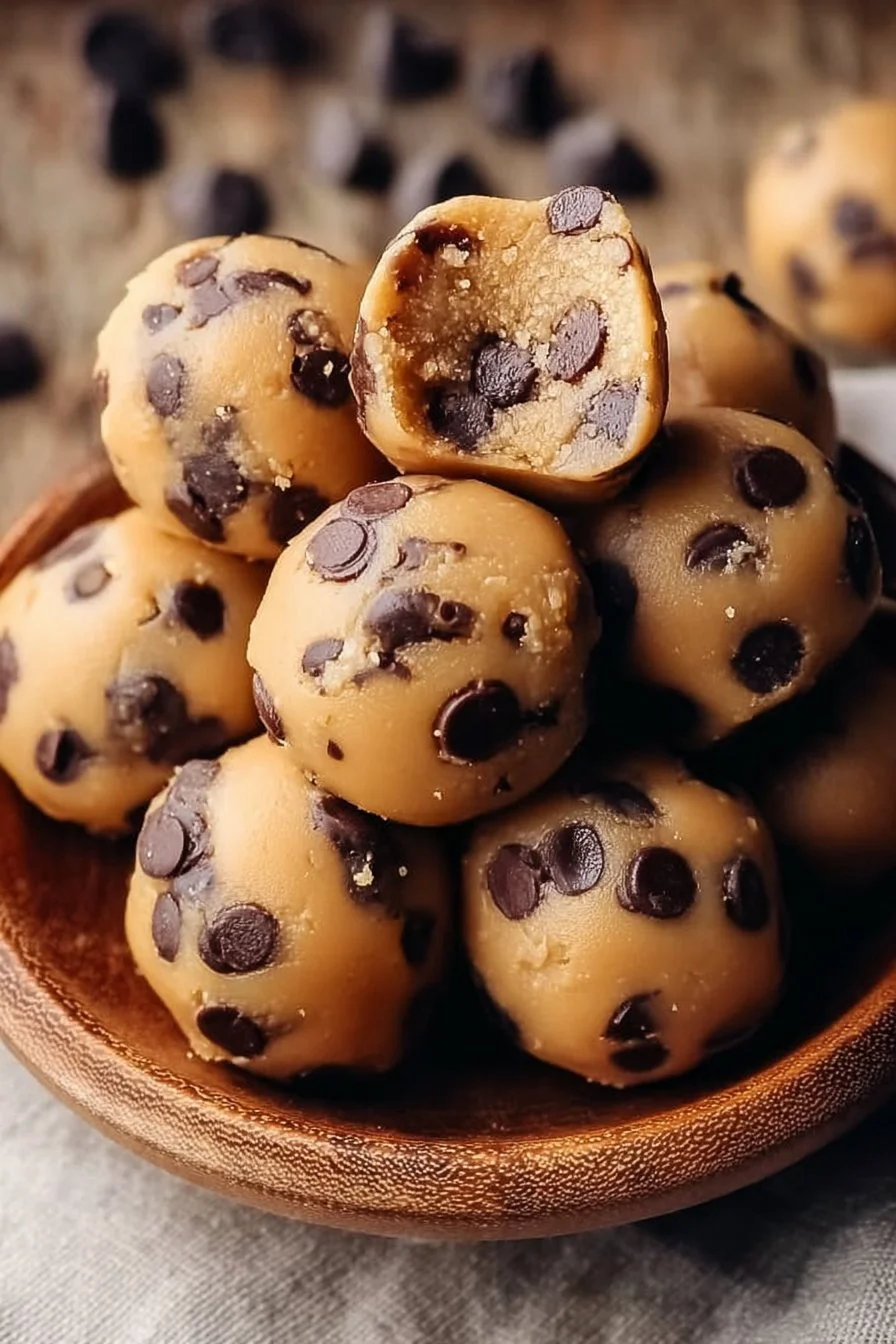 Delicious no-bake cookie dough bites ready to enjoy.