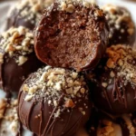 Homemade Nutella truffles displayed on a rustic wooden table