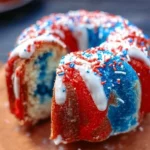 Delicious Patriotic Bundt Cake decorated with red, white, and blue frosting