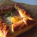Delicious puff-pastry breakfast galette with vegetables and cheese