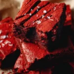 Delicious red velvet brownies topped with cream cheese frosting