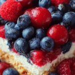 Red White & Blue Mixed Berry Yum Yum dessert featuring fresh berries