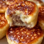 Sausage pancake bites served on a plate, a perfect breakfast snack
