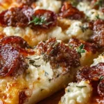 Delicious sausage ricotta honey hot pizza topped with spicy ingredients