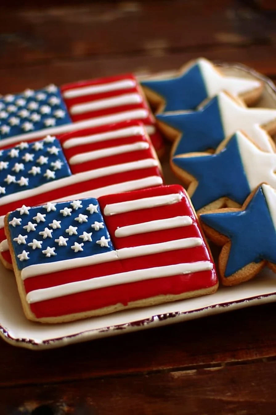 Colorful Flag Cookie Platter featuring patriotic designs.