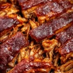 Delicious slow cooker BBQ pulled pork served on a bun with coleslaw