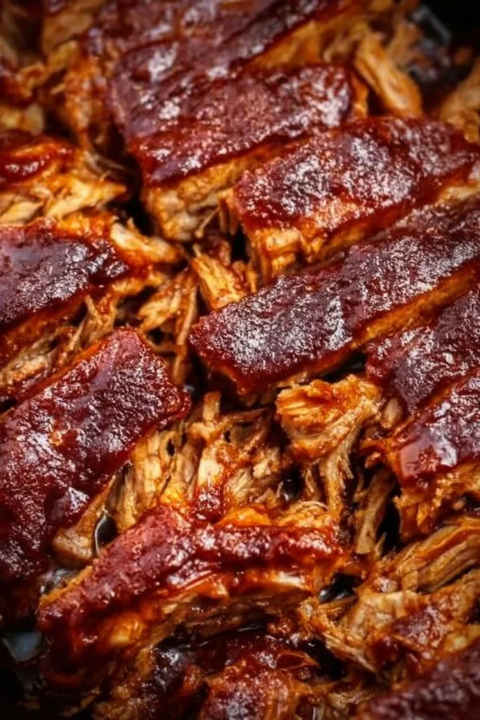 Delicious slow cooker BBQ pulled pork served on a bun with coleslaw