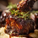 Delicious slow cooker beef short ribs served with vegetables