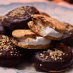 Plate of homemade S'mores Cracker Cookies with chocolate and marshmallows
