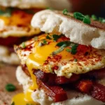 Spicy Chipotle Egg Breakfast Sandwiches with fresh ingredients