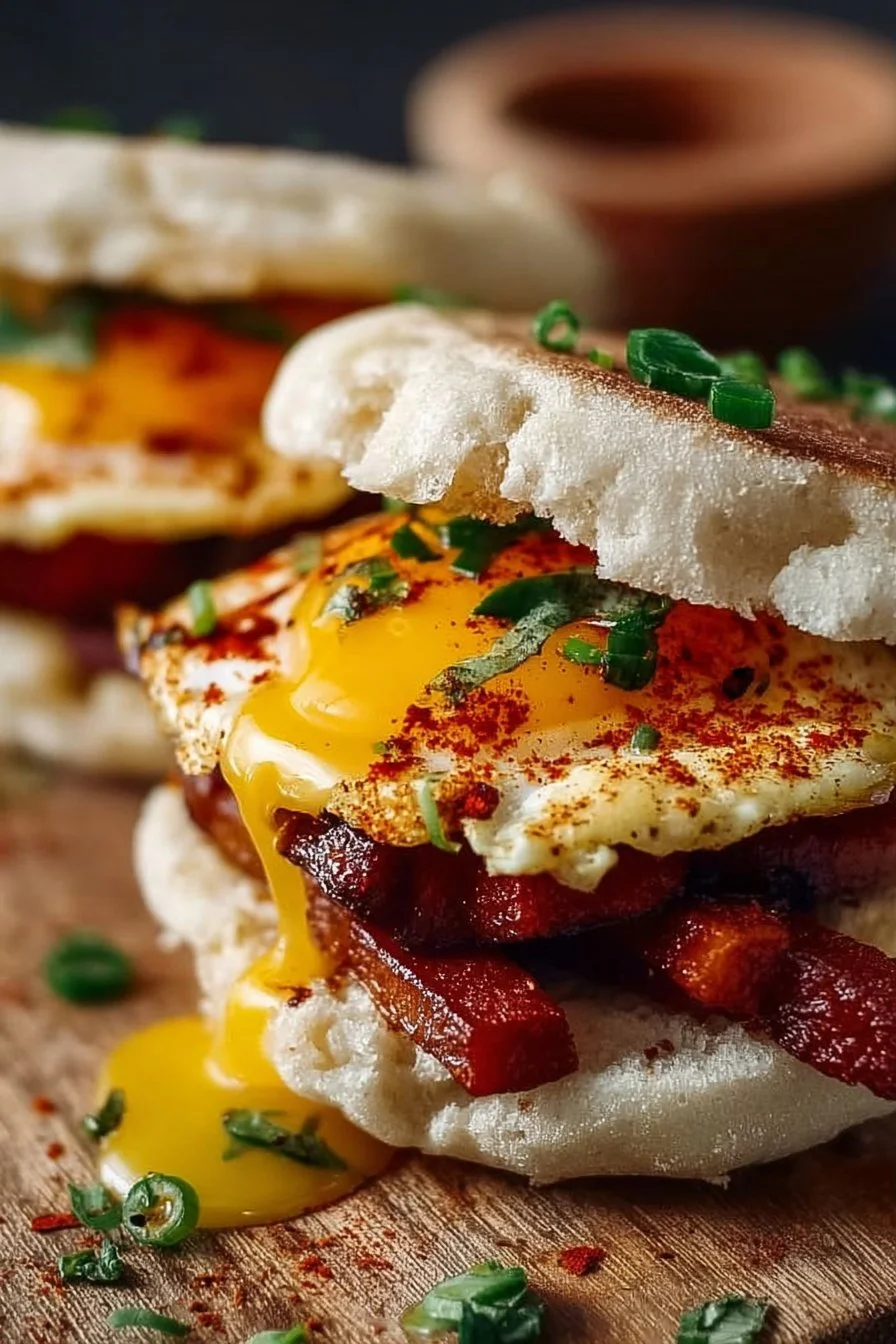 Spicy Chipotle Egg Breakfast Sandwiches with fresh ingredients