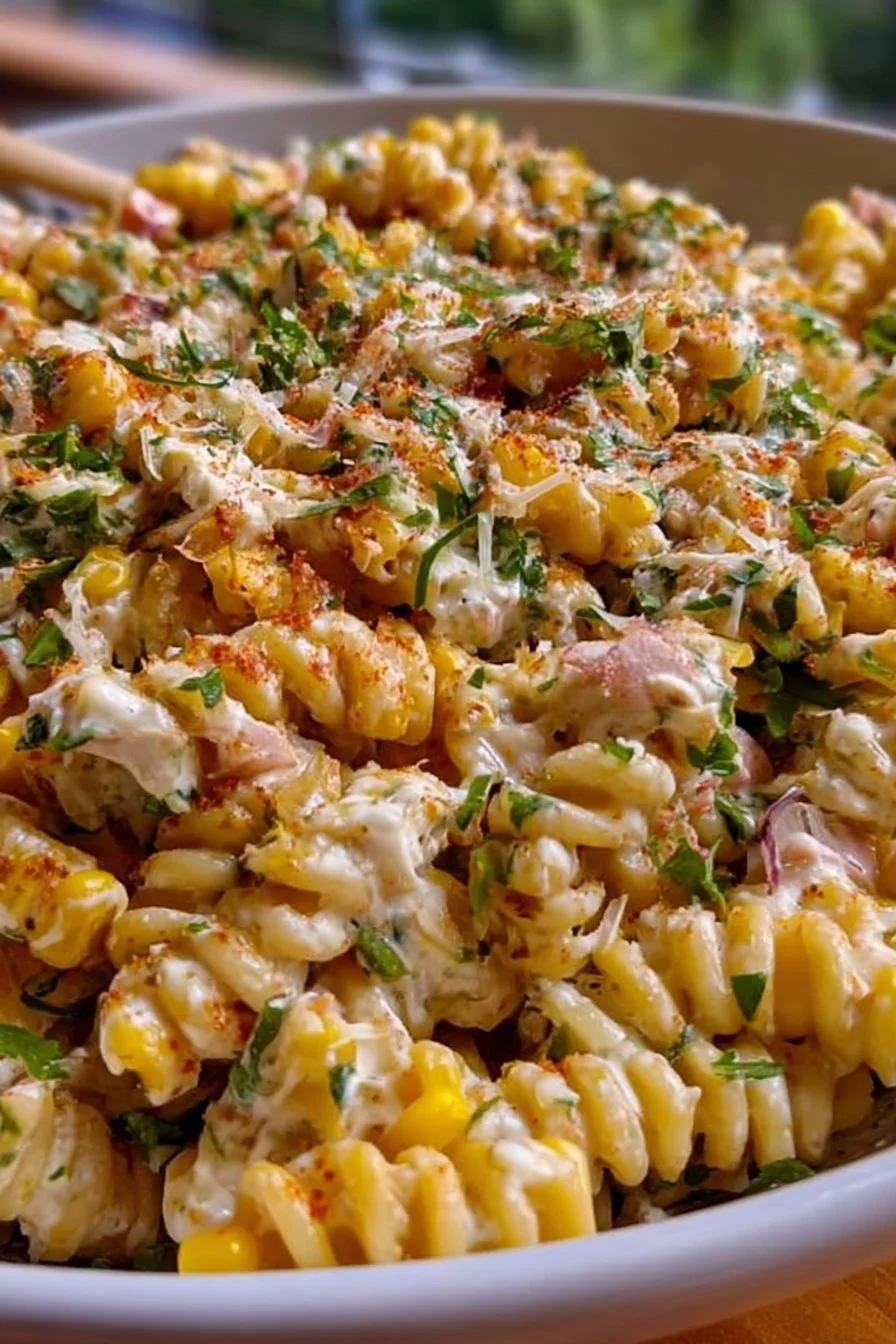 Delicious Street Corn Pasta Salad with vibrant ingredients and flavors